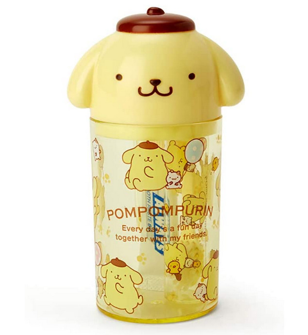 JAPAN Sanrio PomPomPurin Dog Toothbrush Yellow Dental Cup Toothpaste Travel Set