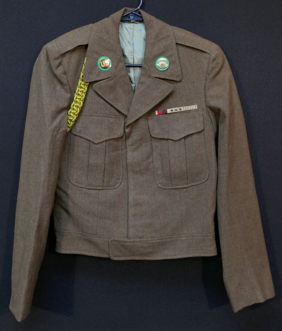 Korean War M1950 OD Field Jacket Wool Ike 1953 Military Police MP & Fourragère