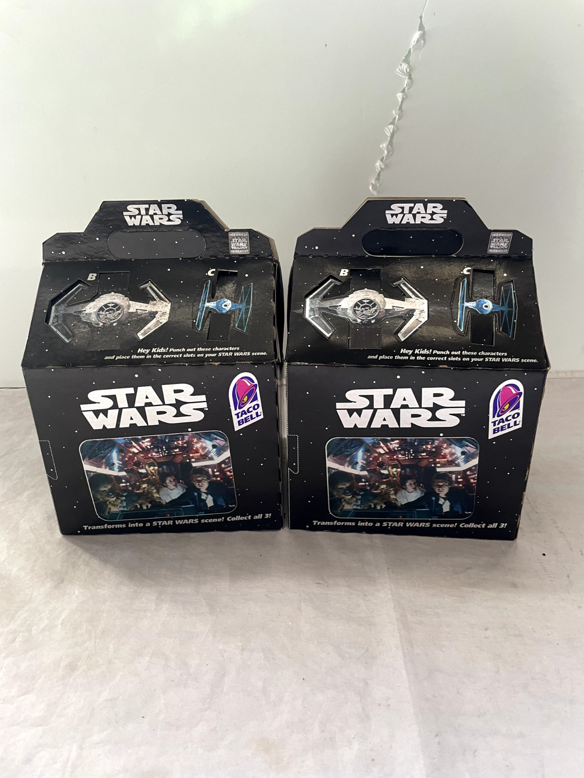 Two Star Wars 1996 Taco Bell Kids Meal Box Trilogy Special Edition - Unpunched