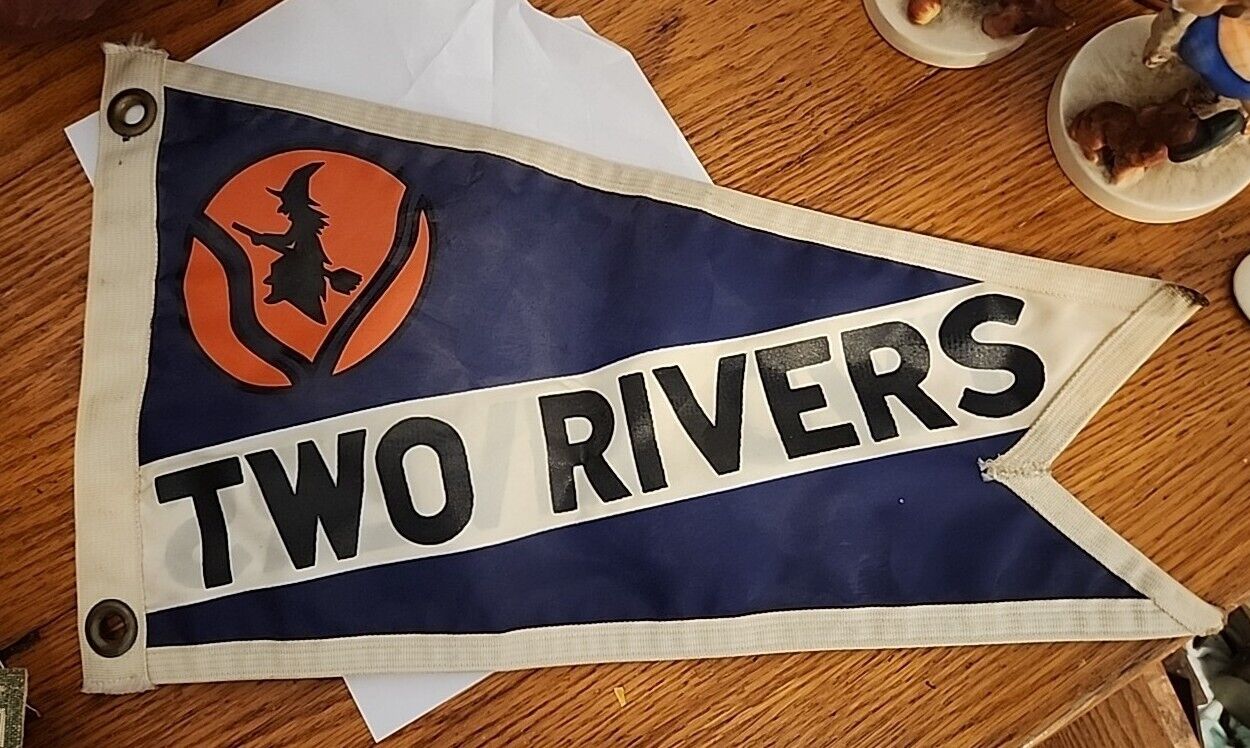 Rare Halloween Witch Two Rivers, MN Nylon Boat Flag Good Condition Estate Find