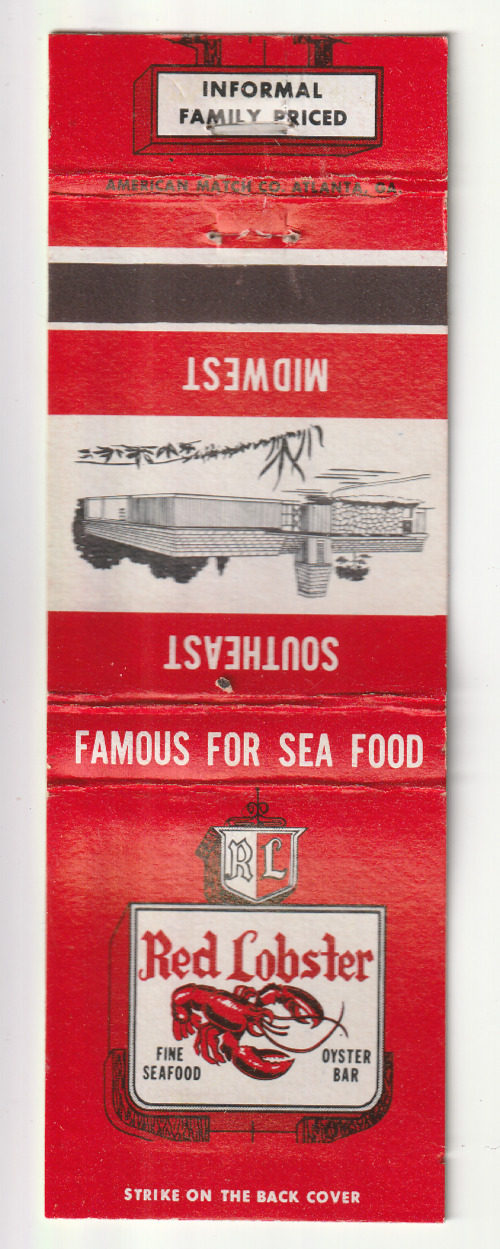 c1980s Red Lobster Restaurant Advertisement Vintage Matchbook Cover 