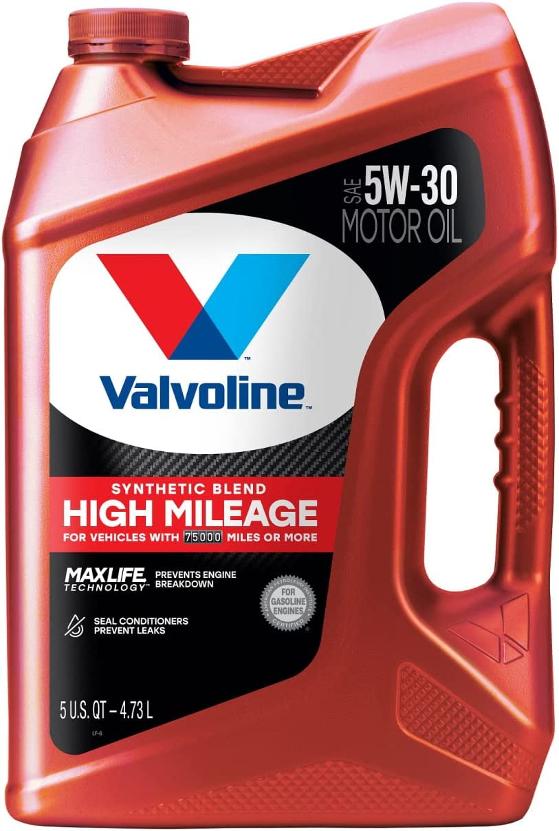 High Mileage with Maxlife Technology SAE 5W-30 Synthetic Blend Motor Oil 5 QT