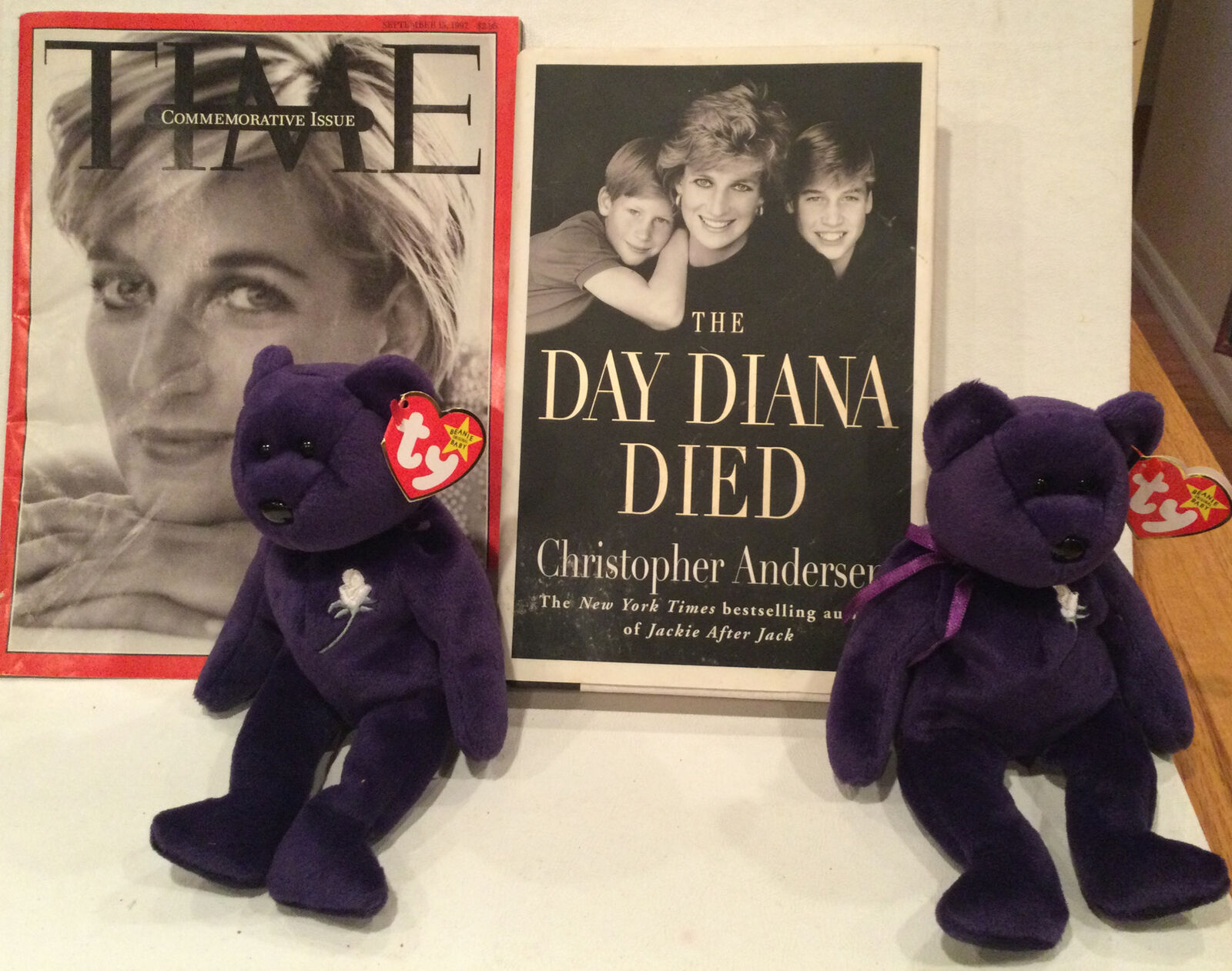 Ty Princess Diana Beanie Baby-Rare Time Magazine & Book By Christopher Anderson
