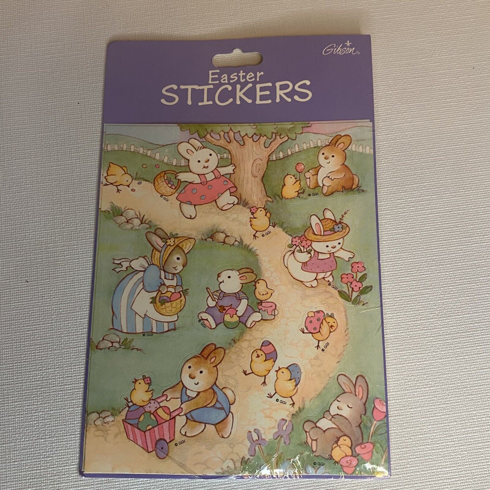 Vintage Gibson Greetings Easter Stickers Bunnies Two Self Adhesive Sheets New