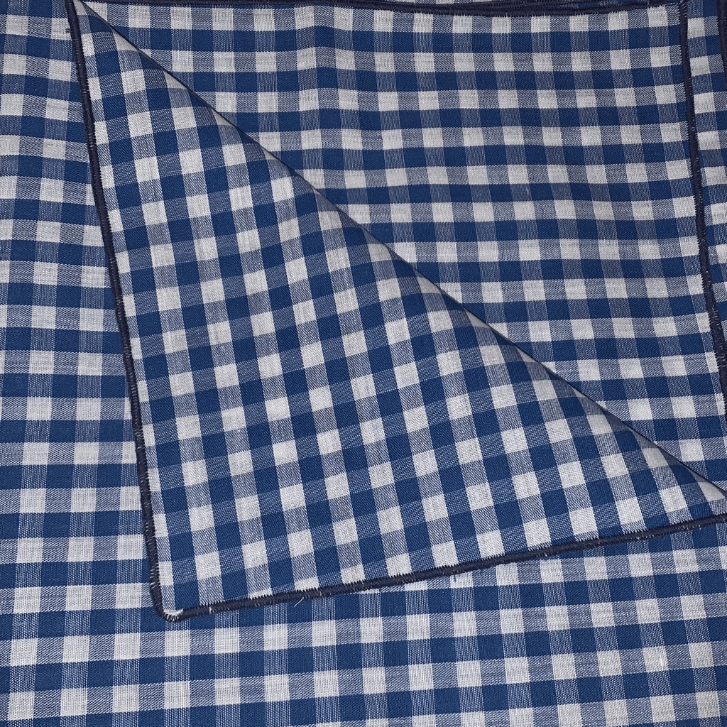 Vintage Blue Gingham Linen Cloth Napkins 18”