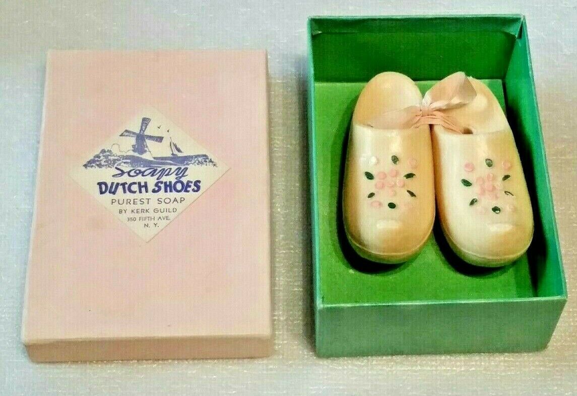 Vintage SOAPY DUTCH SHOES Molded Soaps by KERK GUILD  (1940\'s-50\'s)  +NEW+