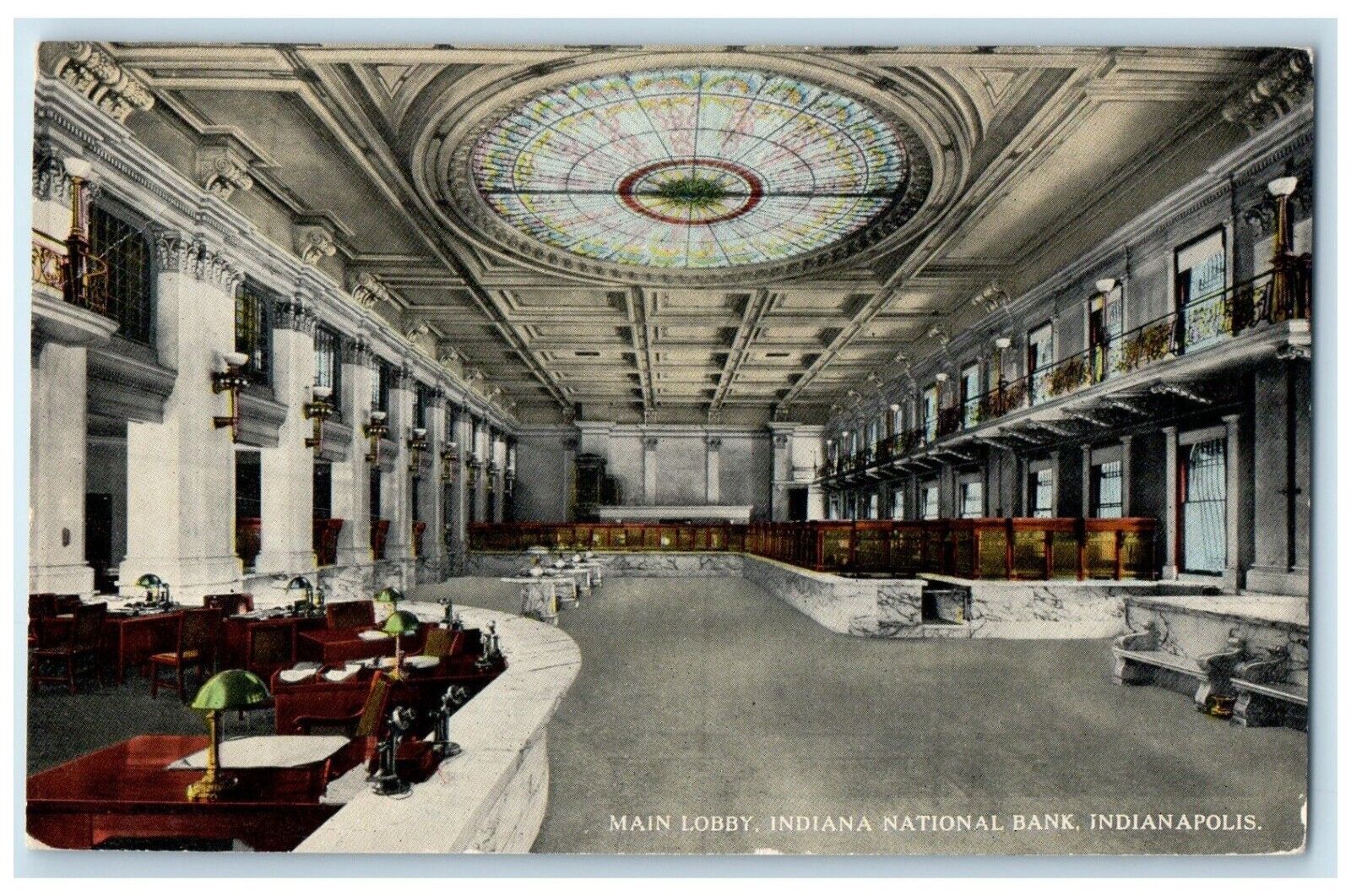 c1910 Main Lobby Indiana National Bank Indianapolis Indiana IN Vintage Postcard