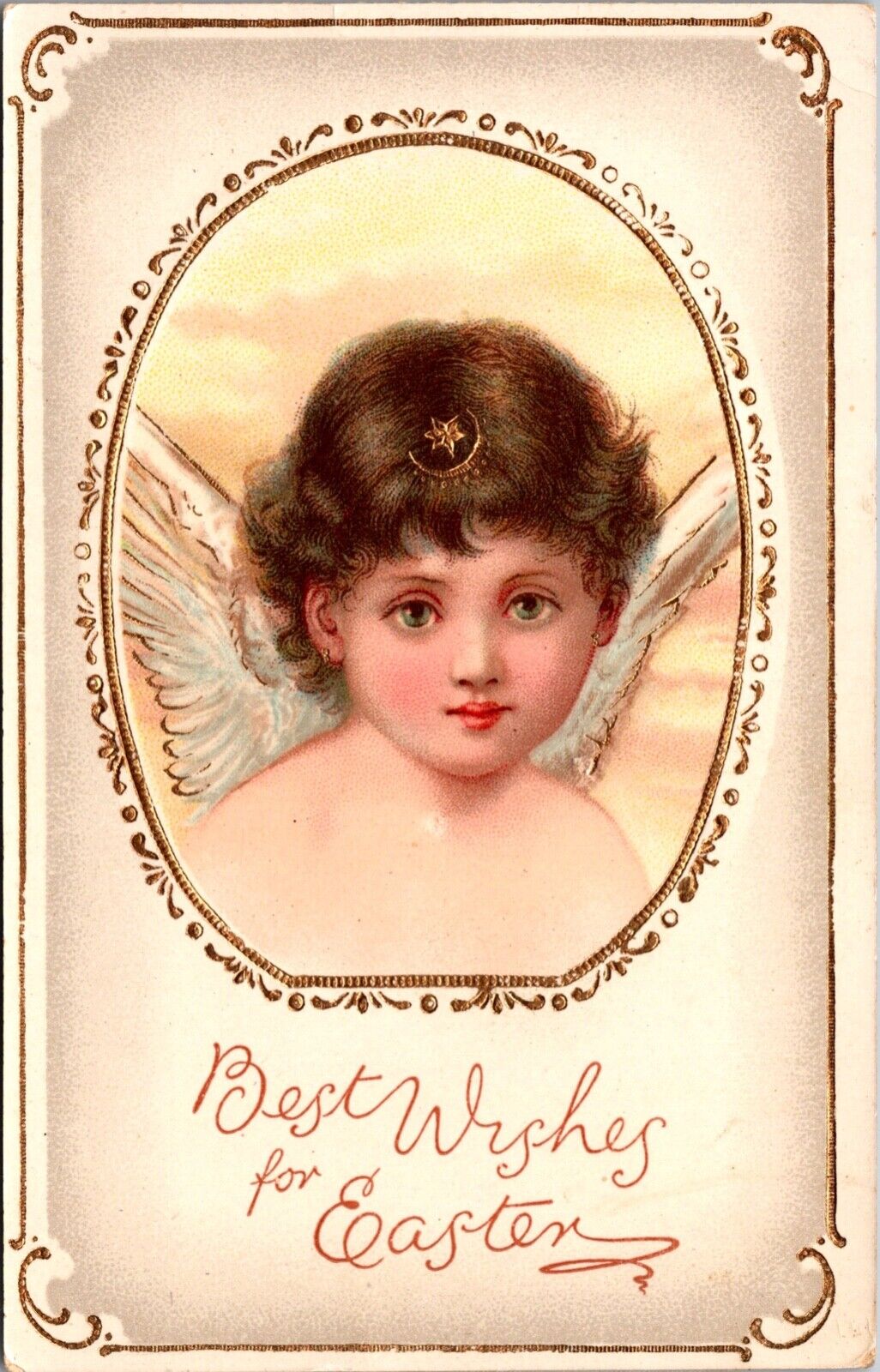 Gel Easter Postcard Angel Child Best Wishes For Easter