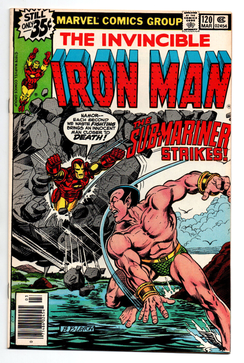 Invincible Iron Man #120 newsstand - 1st app Justin Hammer - Namor -1979- VF/NM