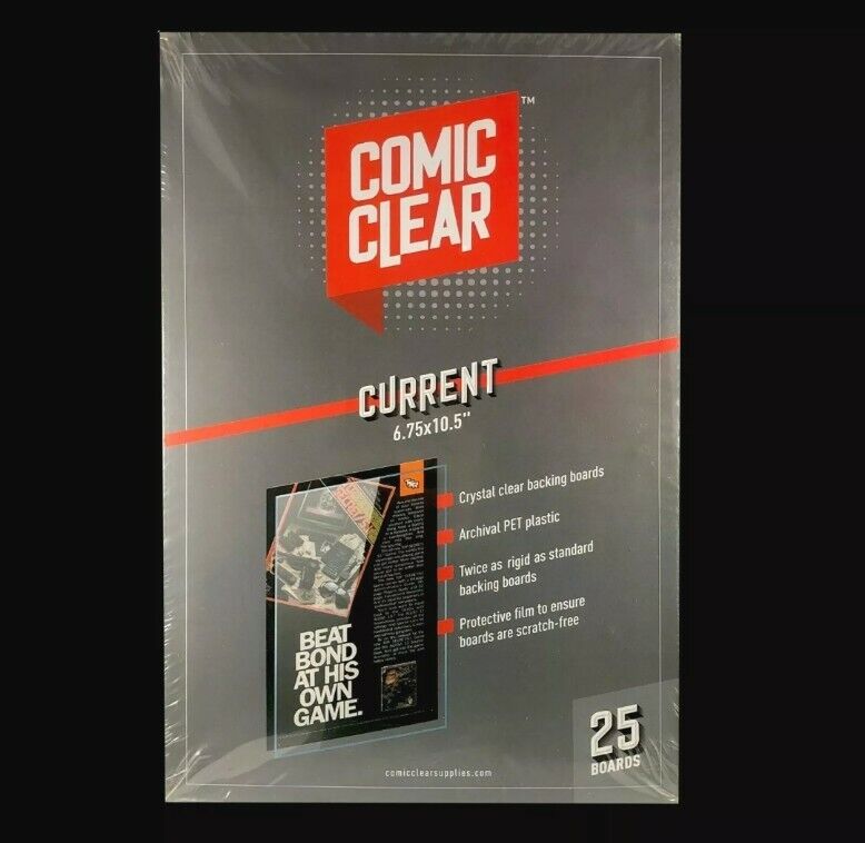 25-pack of Crystal-Clear Comic Clear Backing Boards - Current Age Size (modern)