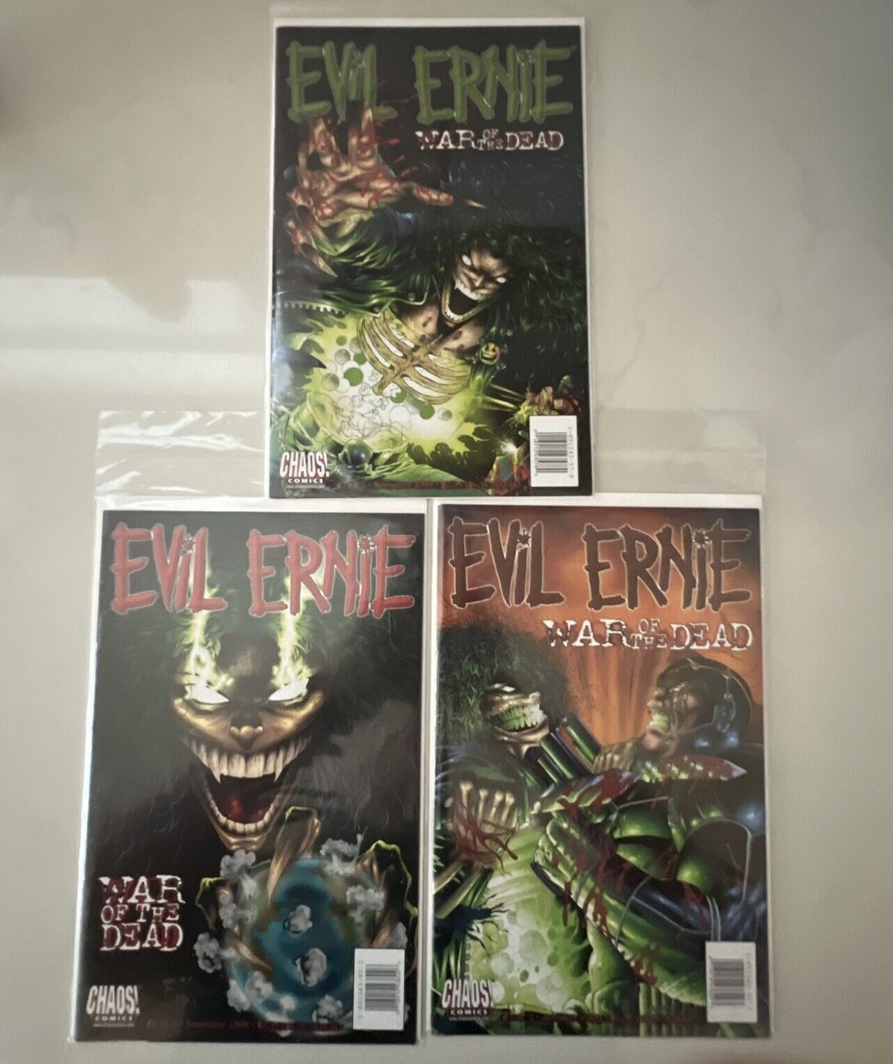 Chaos Comics Evil Ernie War Of The Dead 1-3 - bag / board in very good condition