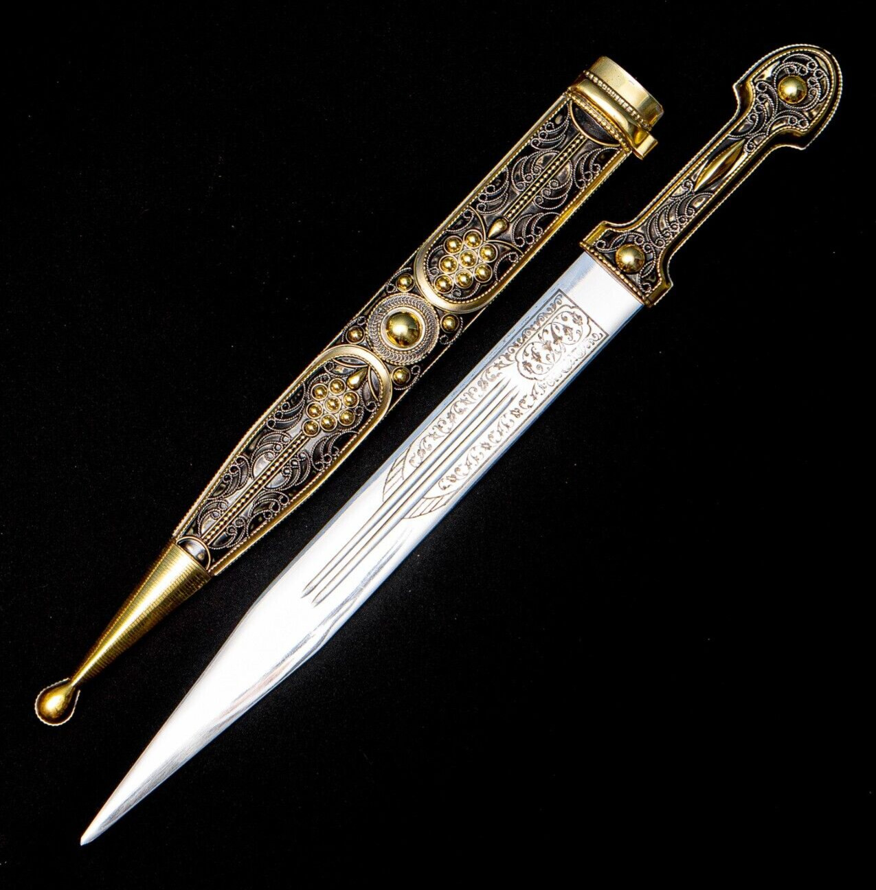 Caucasian Dagger Stone Shashka Cossack Sword  Zlatoust knife saber 571 Silkway
