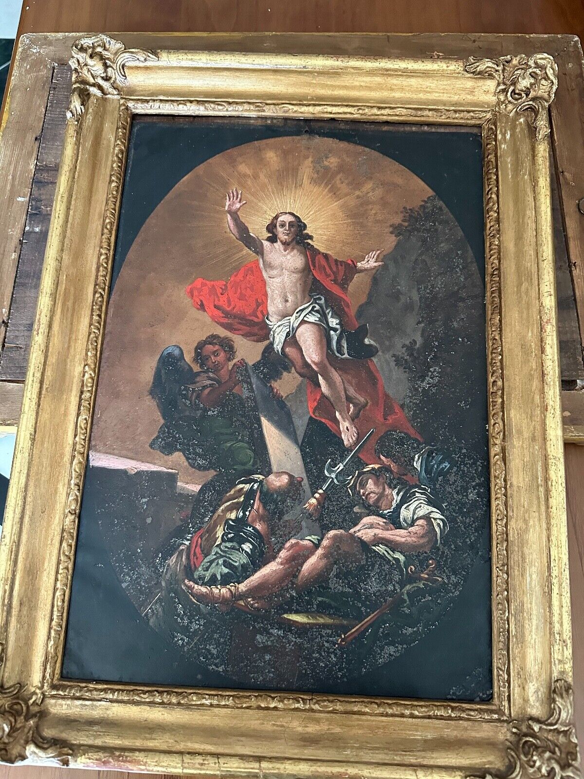 ASCENSION OF CHRIST Painting on plate 19th century