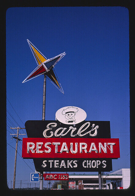 Earl's Restaurant sign Riverside Drive Danville Virginia 1980s Old Photo