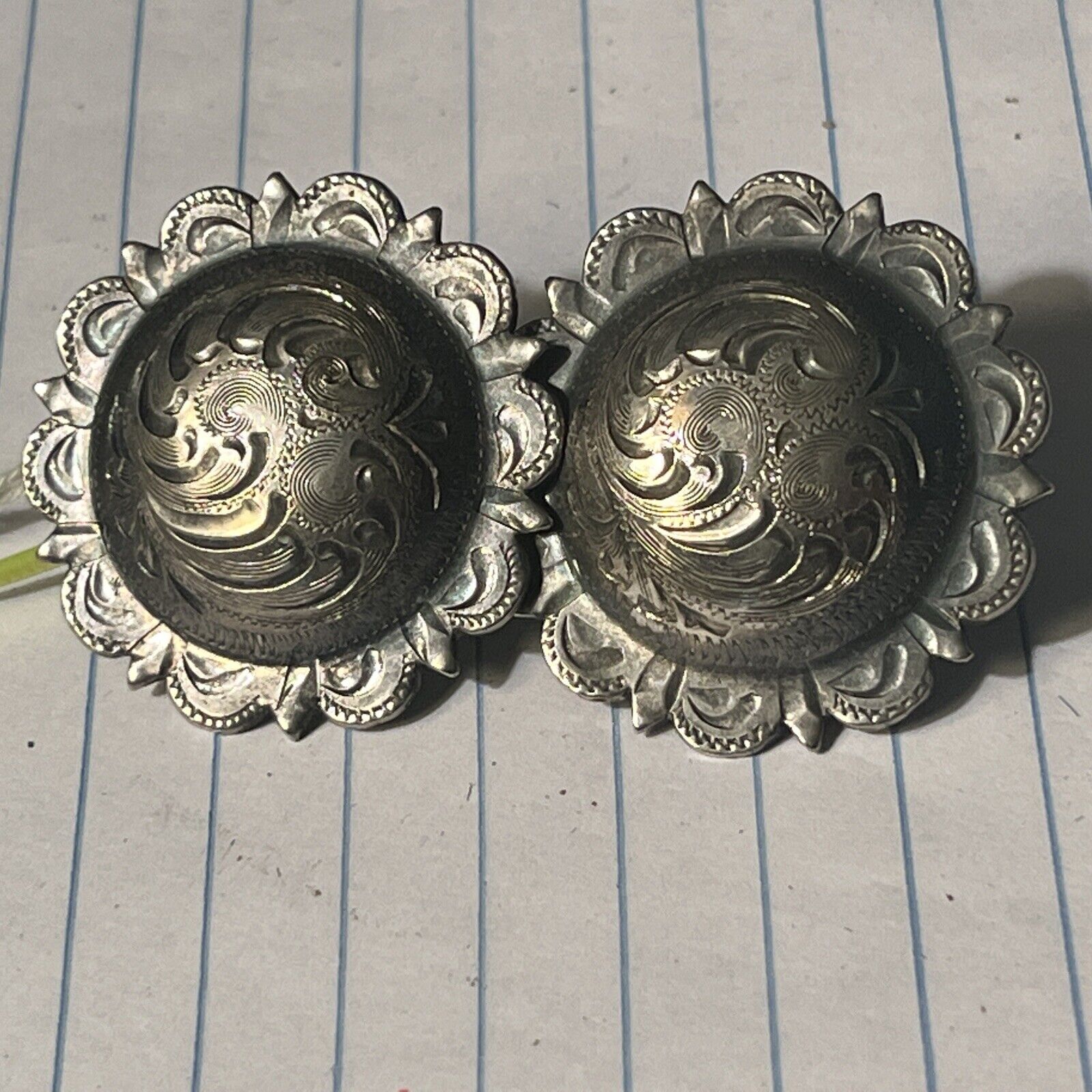 1.5” sterling silver bridle loop conchos