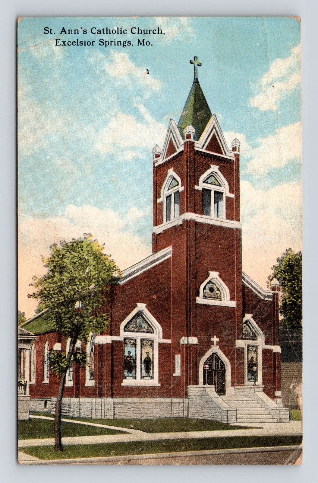 Antique Old Postcard St Ann\'s Catholic Church Excelsior Springs MO 1920-1930s