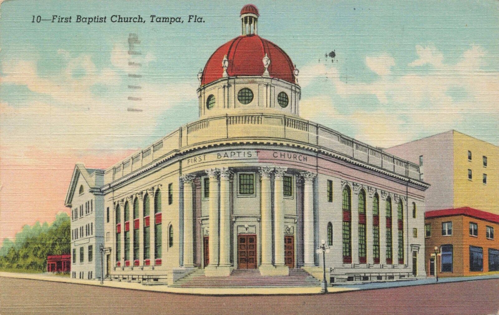 Postcard First Baptist Church Tampa Florida Fla 1945 Linen
