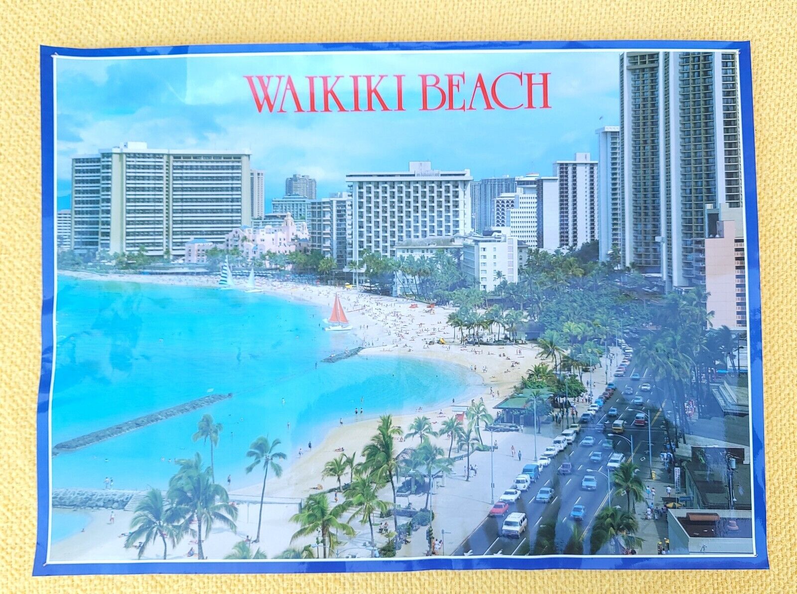 Vintage Poster Waikiki Beach And Royal Hawaiian Hotel 20 in x 27 in