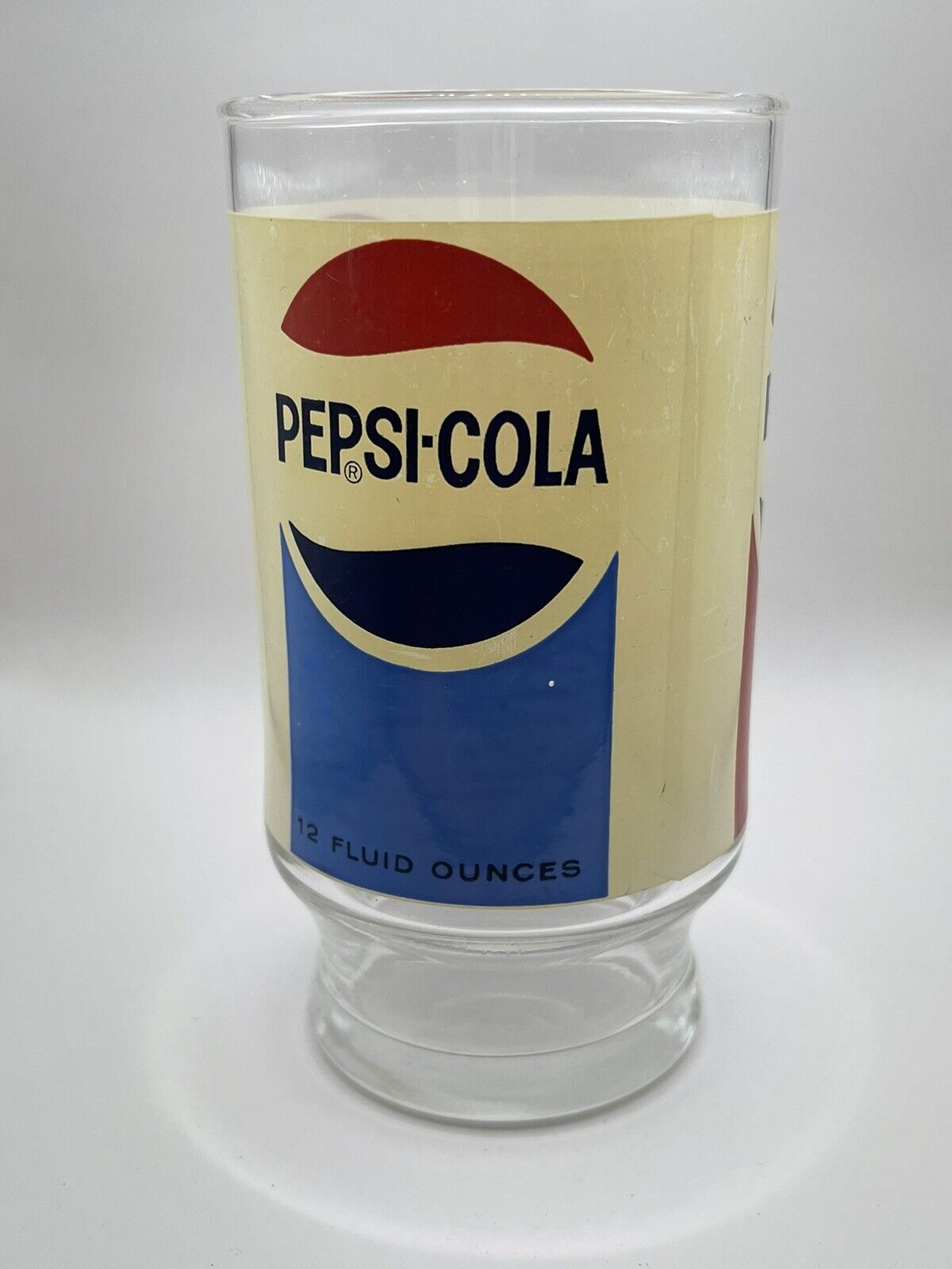 Vintage 1970s Pepsi Cola Pedestal Footed Glass Tumbler