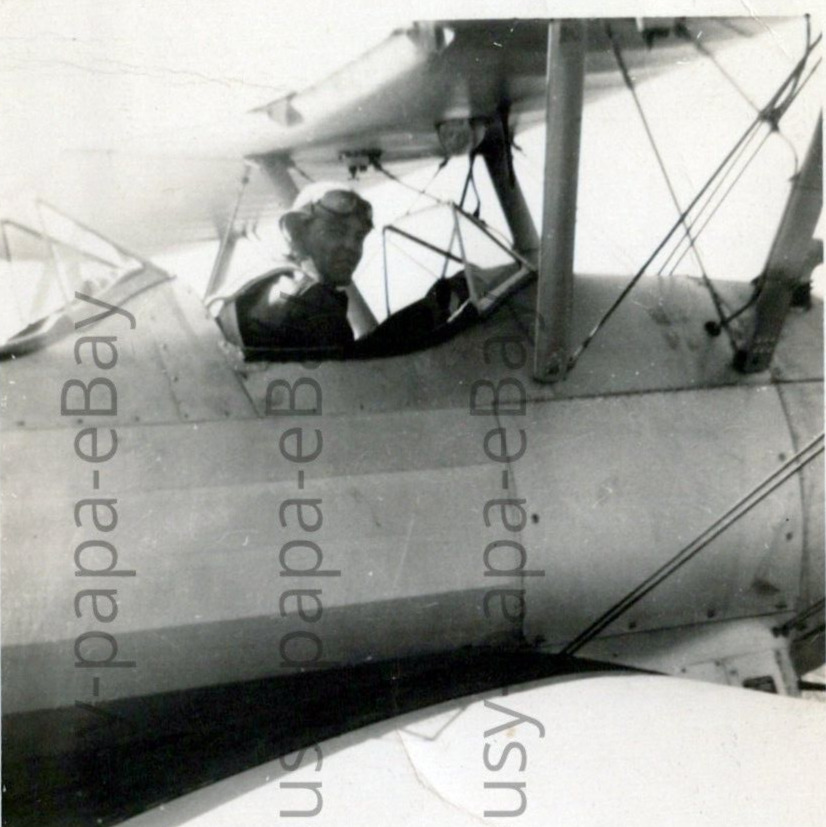 Vintage 1940s Pilot Inside Airplane Preparing For The Flight Photograph