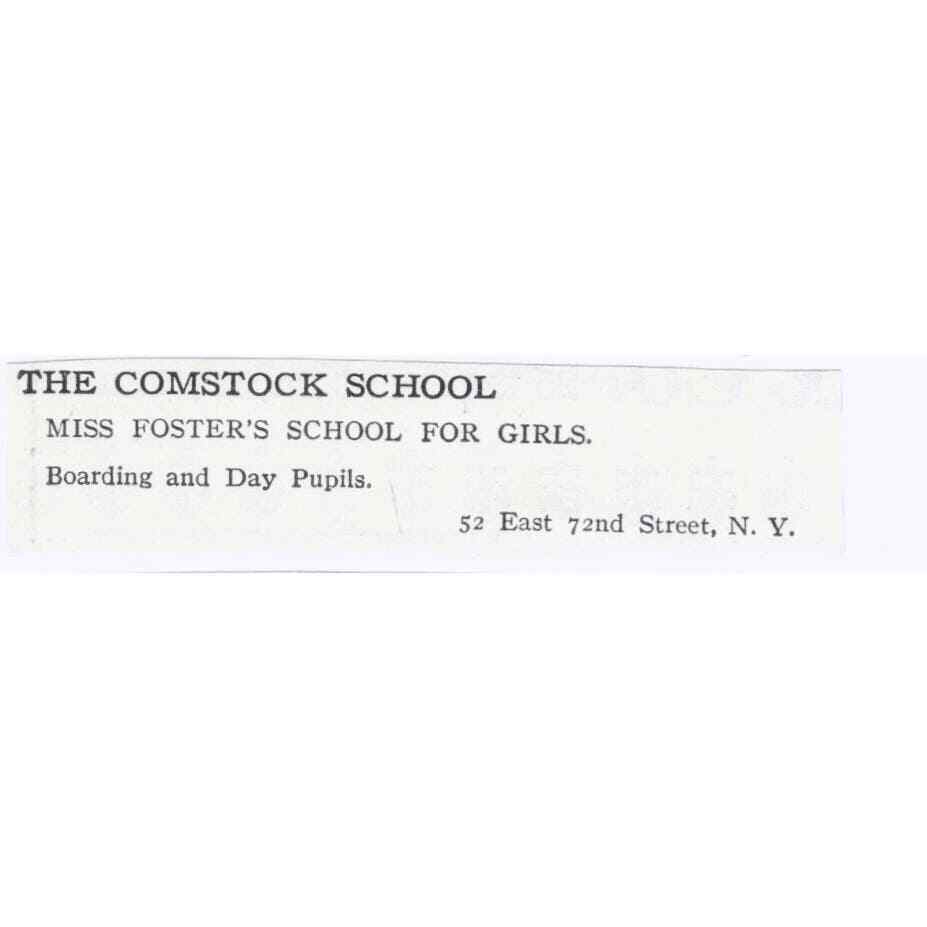 Mrs. Foster\'s Comstock School for Girls NY c1918 Original Advertisement AE5-SA7
