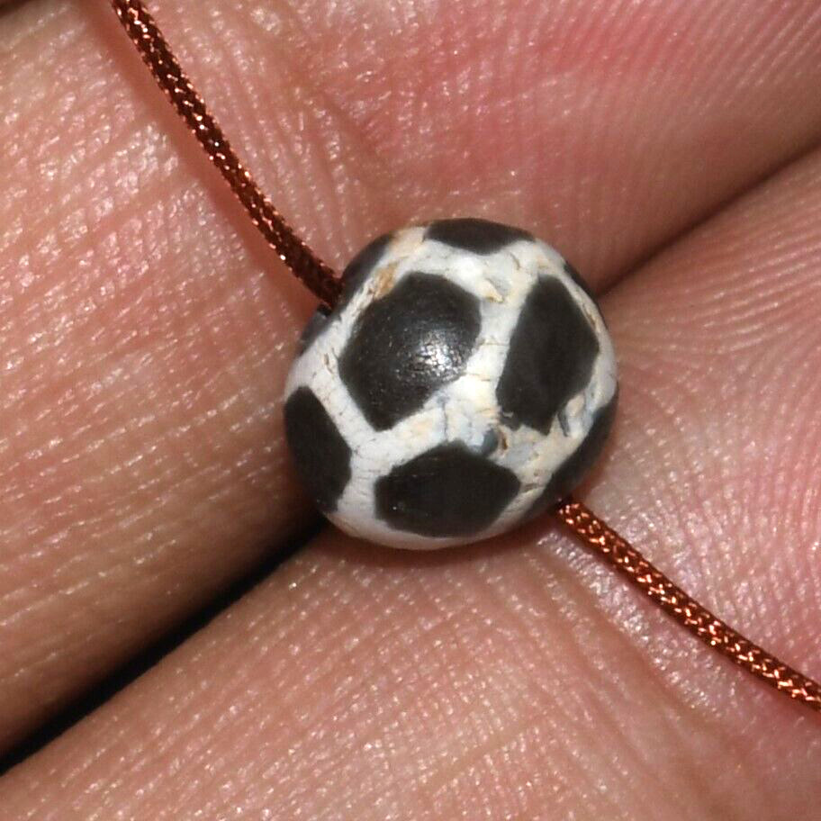 Authentic Ancient Etched Agate Round Longevity Dzi Bead in Perfect Condition
