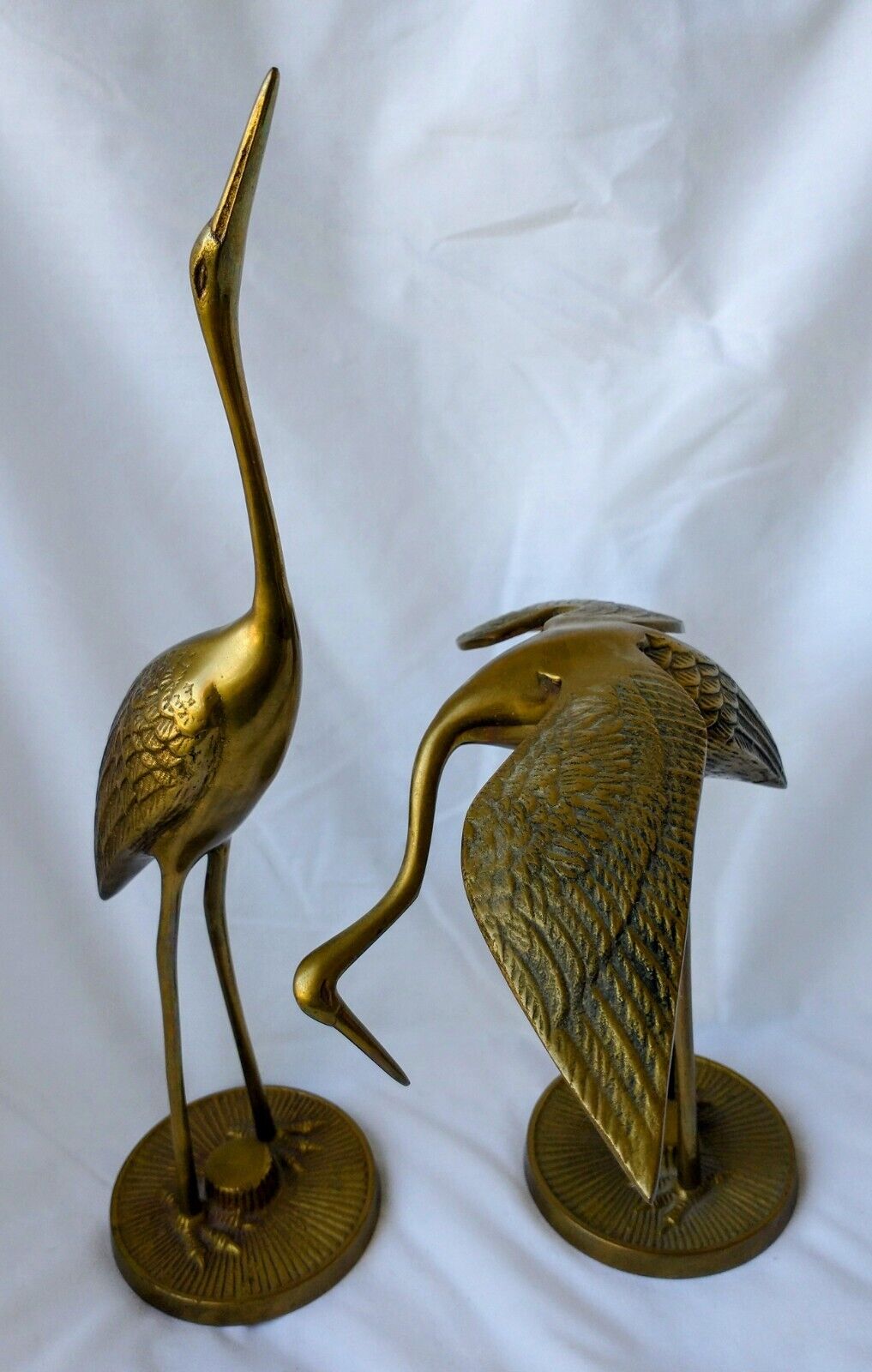 Set of 2 Solid Brass Cranes Heron Stork by Leonard Silver MFG Co.