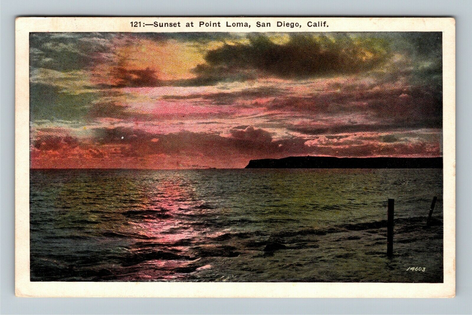 San Diego CA-California, Sunset At Point Loma c1931 Vintage Souvenir Postcard