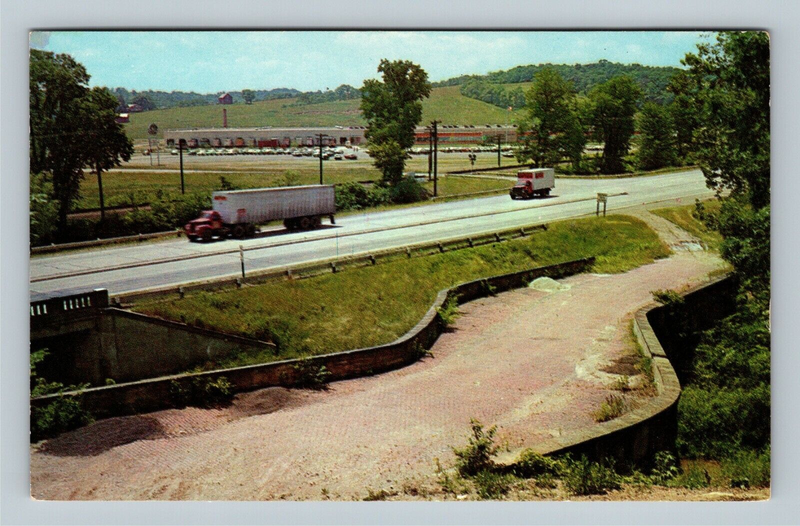 New Concord OH, Historic S Bridge, National Road, Ohio Vintage Postcard