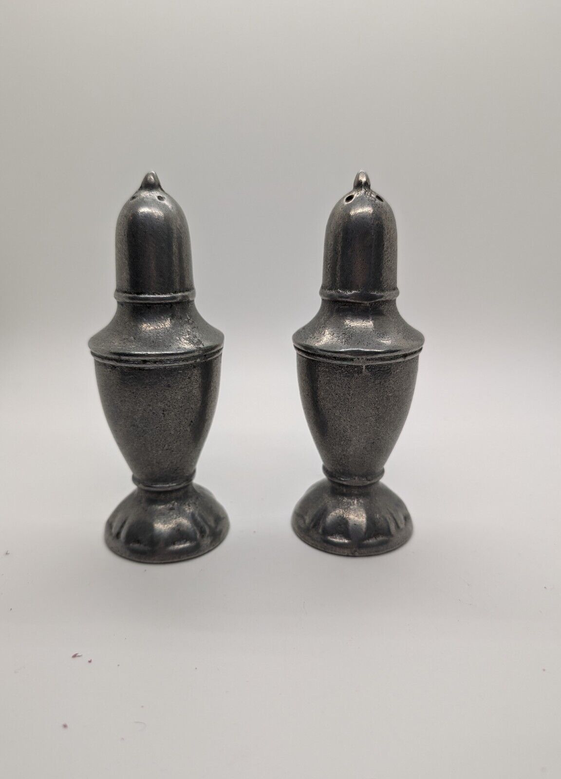 Vintage Weighted Pewter Salt And Pepper Shakers 