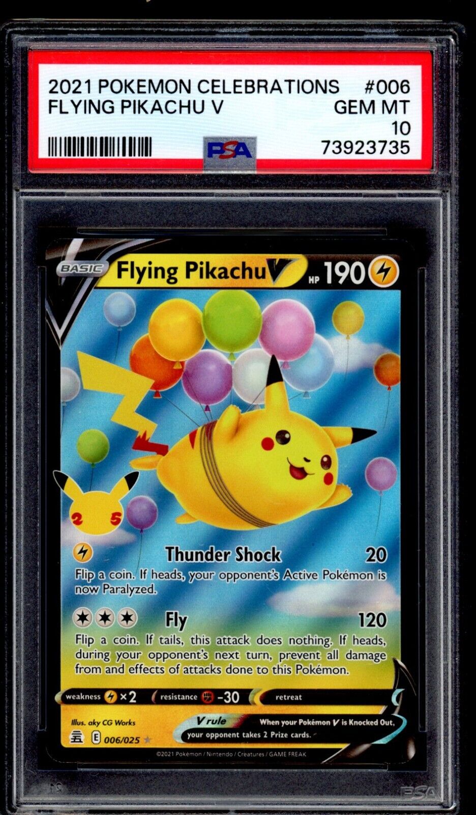 PSA 10 Flying Pikachu V 2021 Pokemon Card 006/025 Celebrations