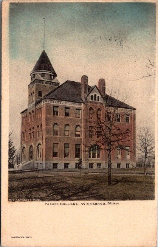 Vintage Postcard View of Parker College Building Winnebago Minnesota MN     1292