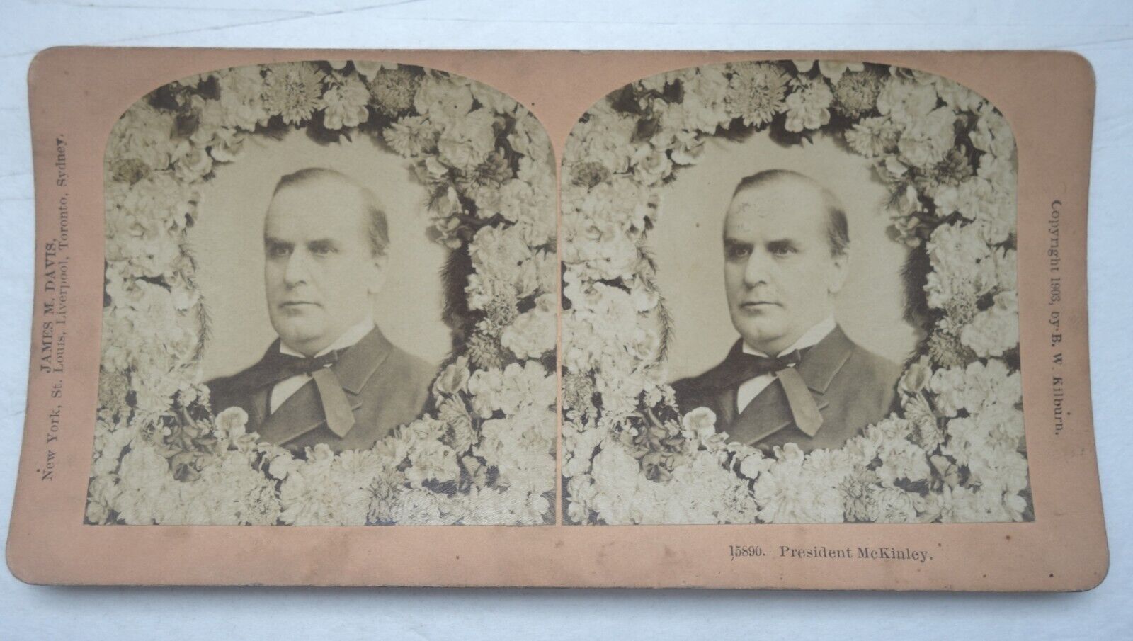 Antique 1903 Stereoview Card President McKinley Memorial Kilburn James M Davis