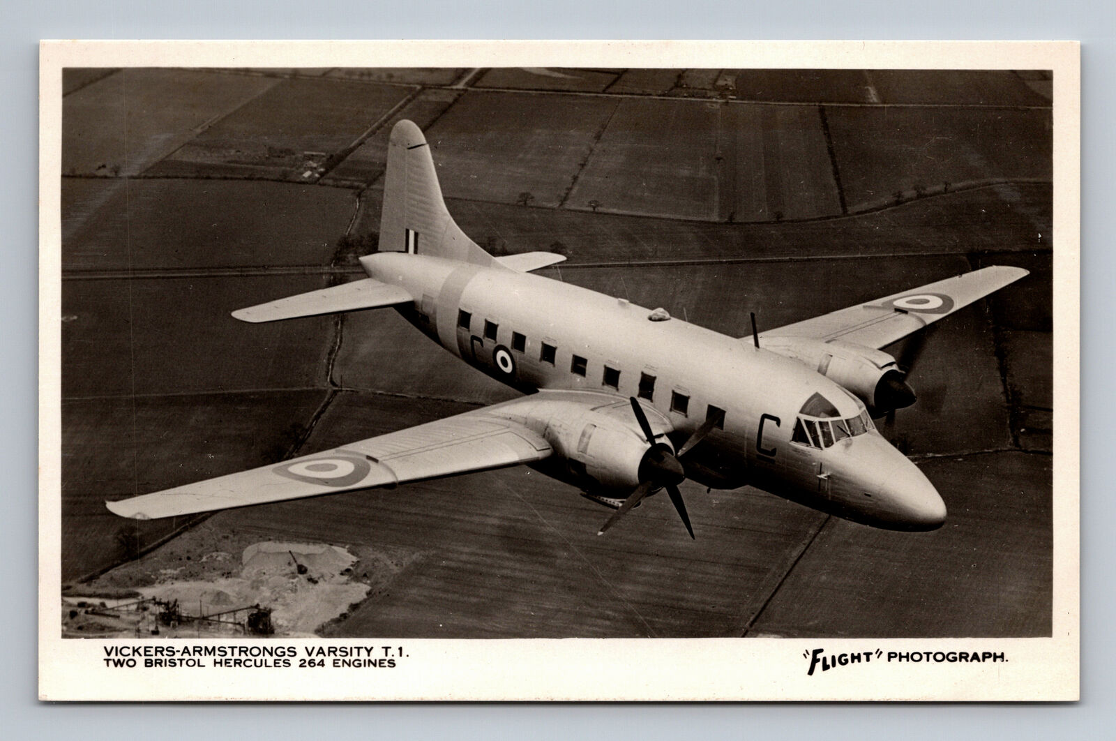 RPPC RAF British Vickers Varsity Crew Trainer FLIGHT Photograph Postcard