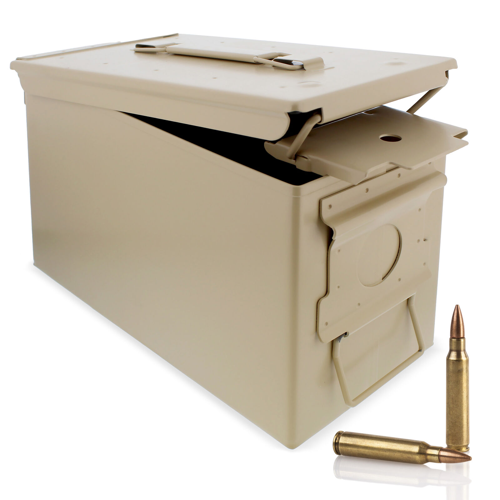 Redneck Convent Ammo Storage Box - Tan .50 Caliber Ammunition Flip Top Lockable