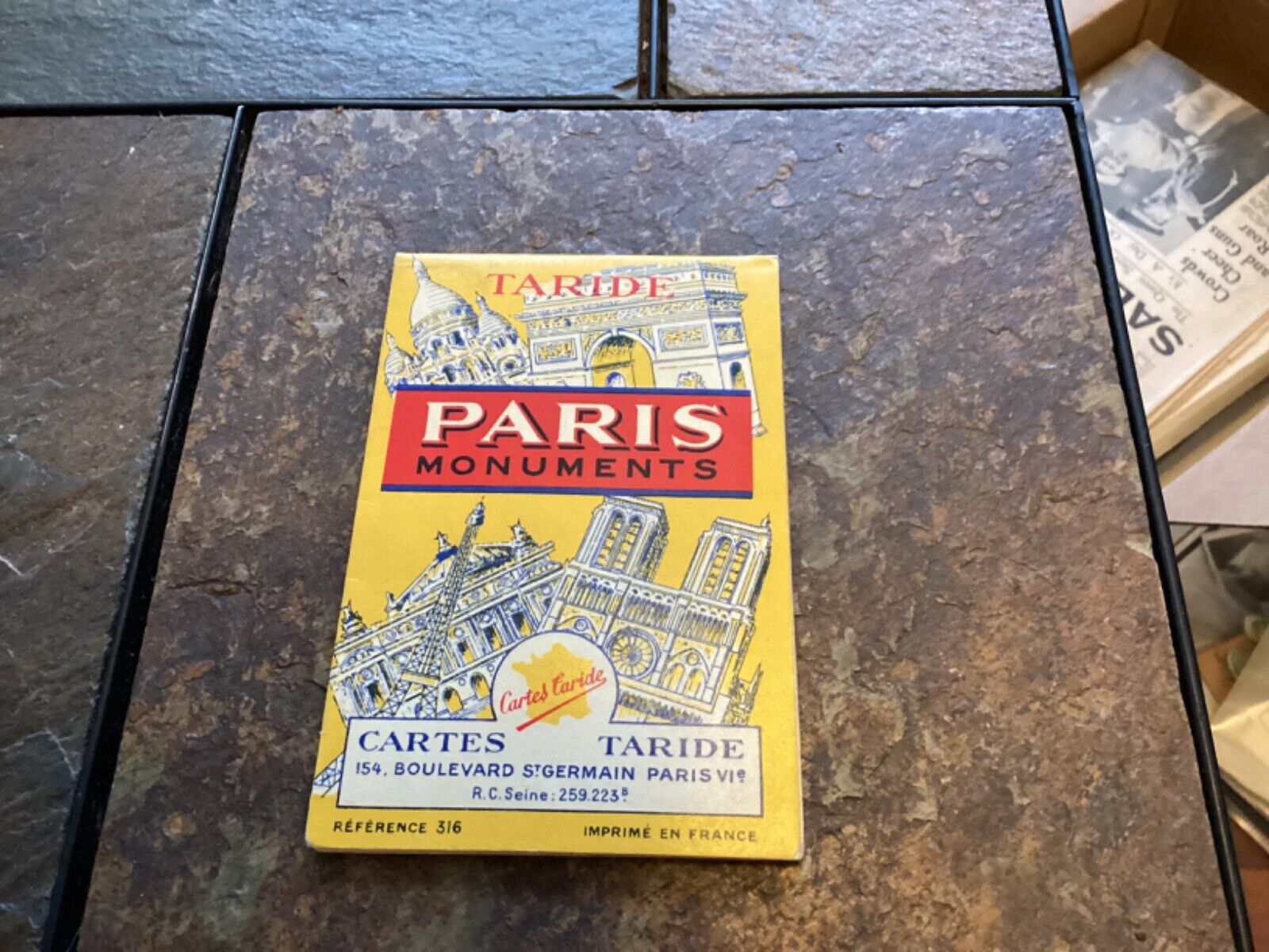 1950s Taride Paris Monuments Fold out Map