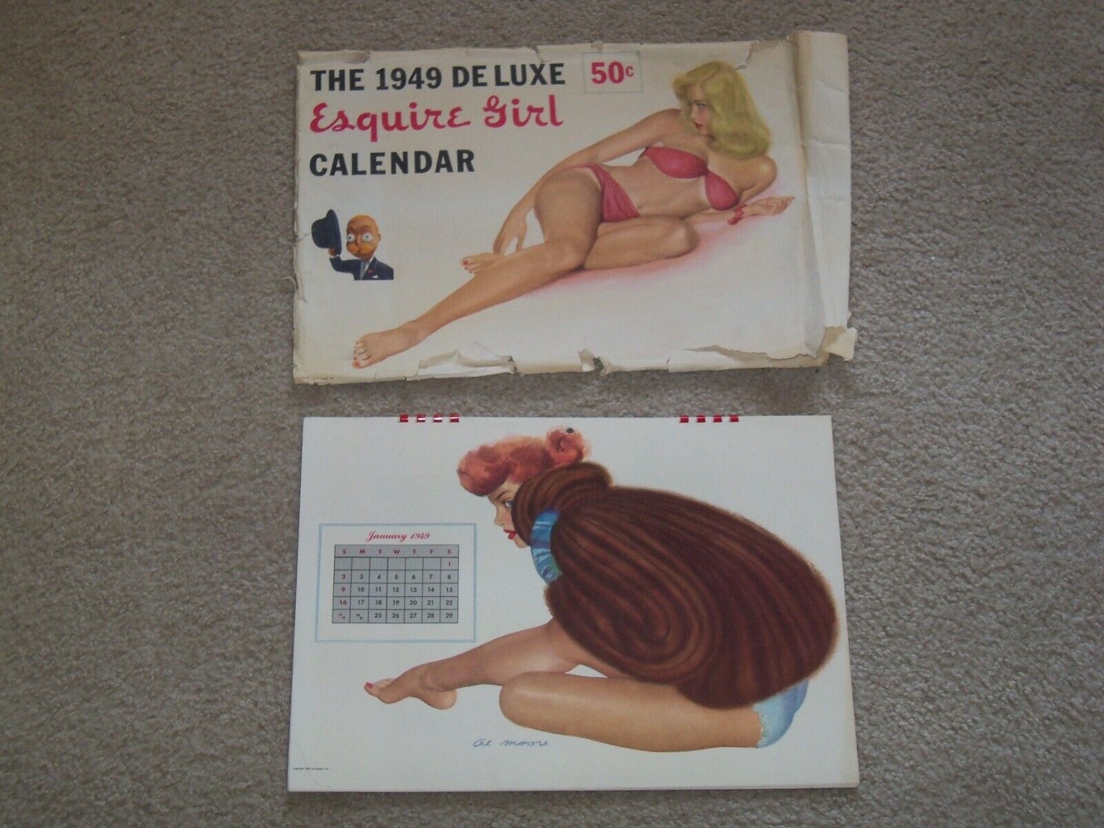 The 1949 Deluxe Esquire Girl Calendar Pin Up Complete 12 Month with Sleeve