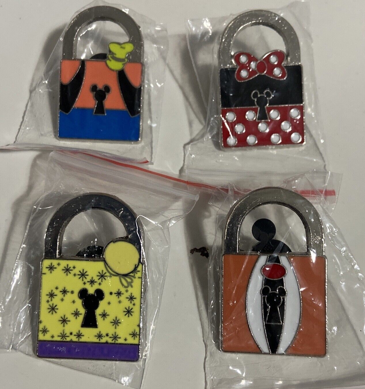 Disney LOCK  only Pins lot of 4