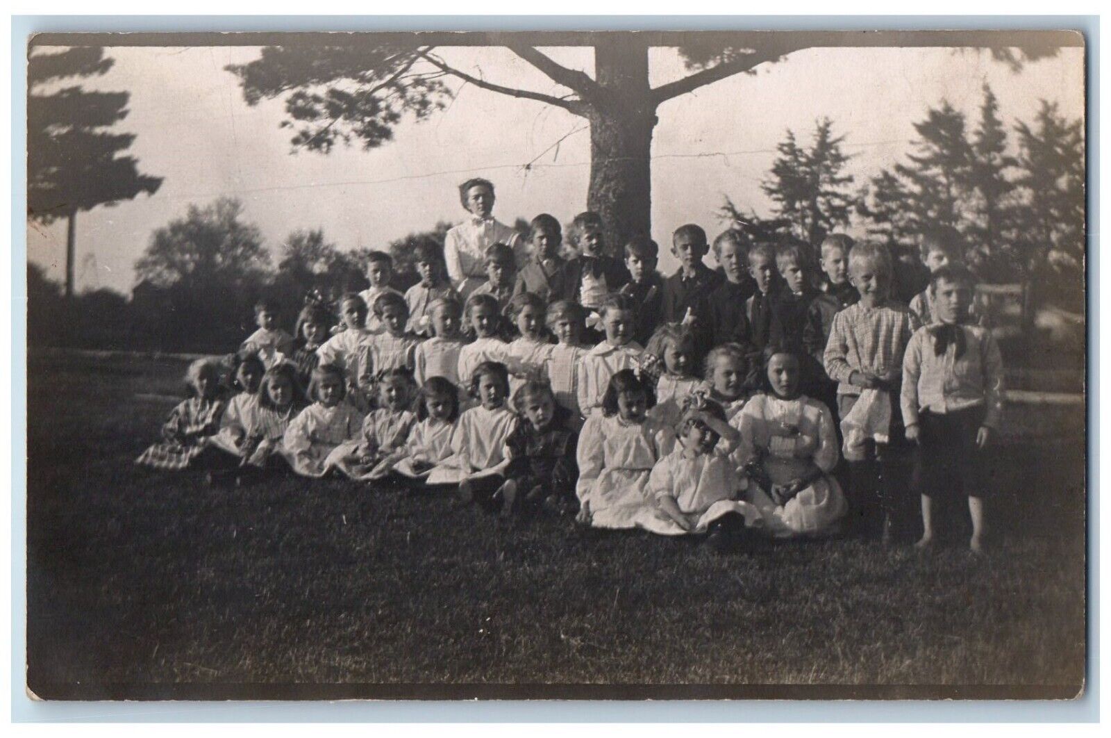 Lamont Iowa IA Postcard RPPC Photo Childrens Scene Field c1910's Antique Posted
