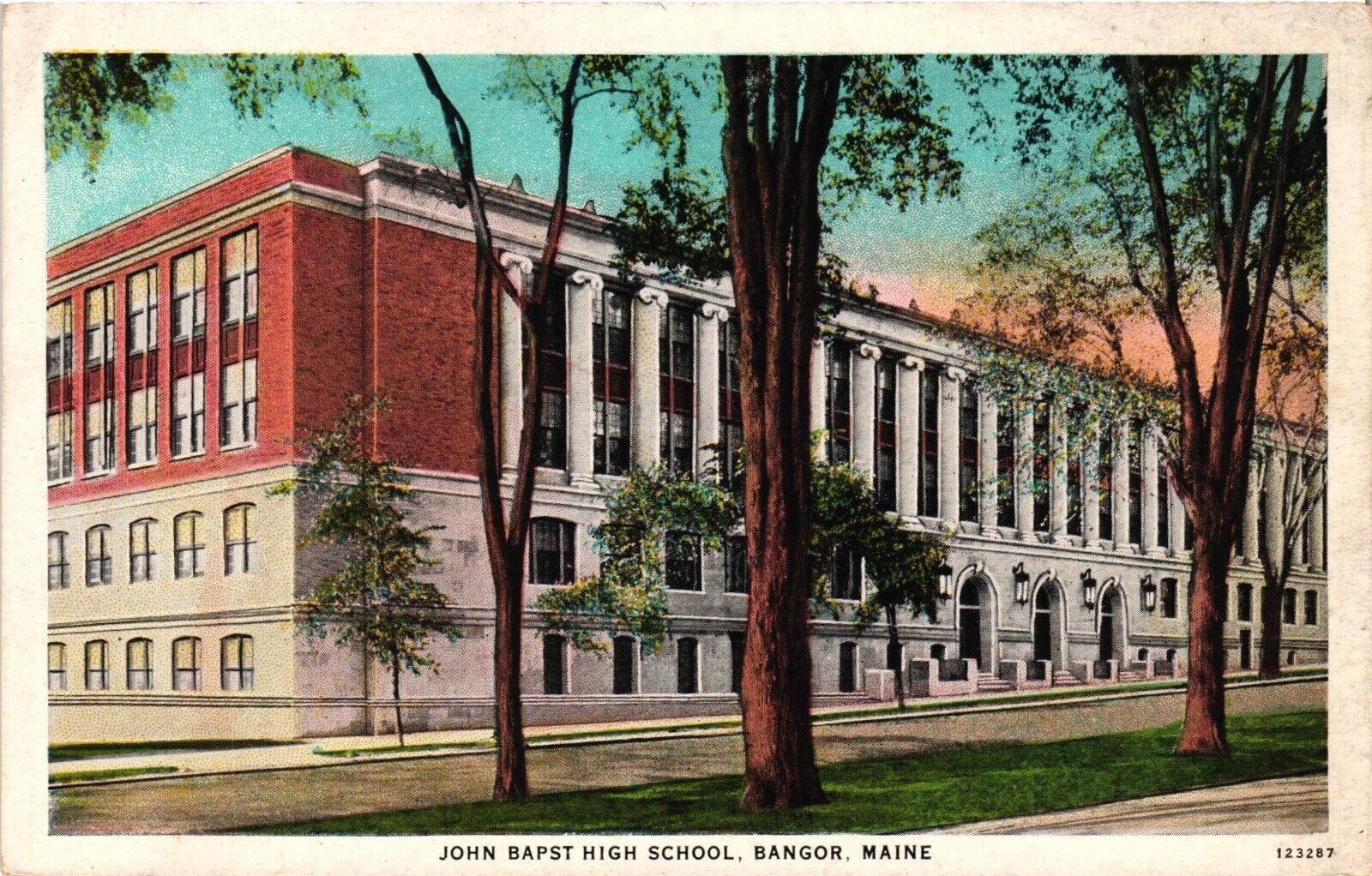 John Bapst High School Building Bangor Maine Vintage Postcard c1915 Unposted