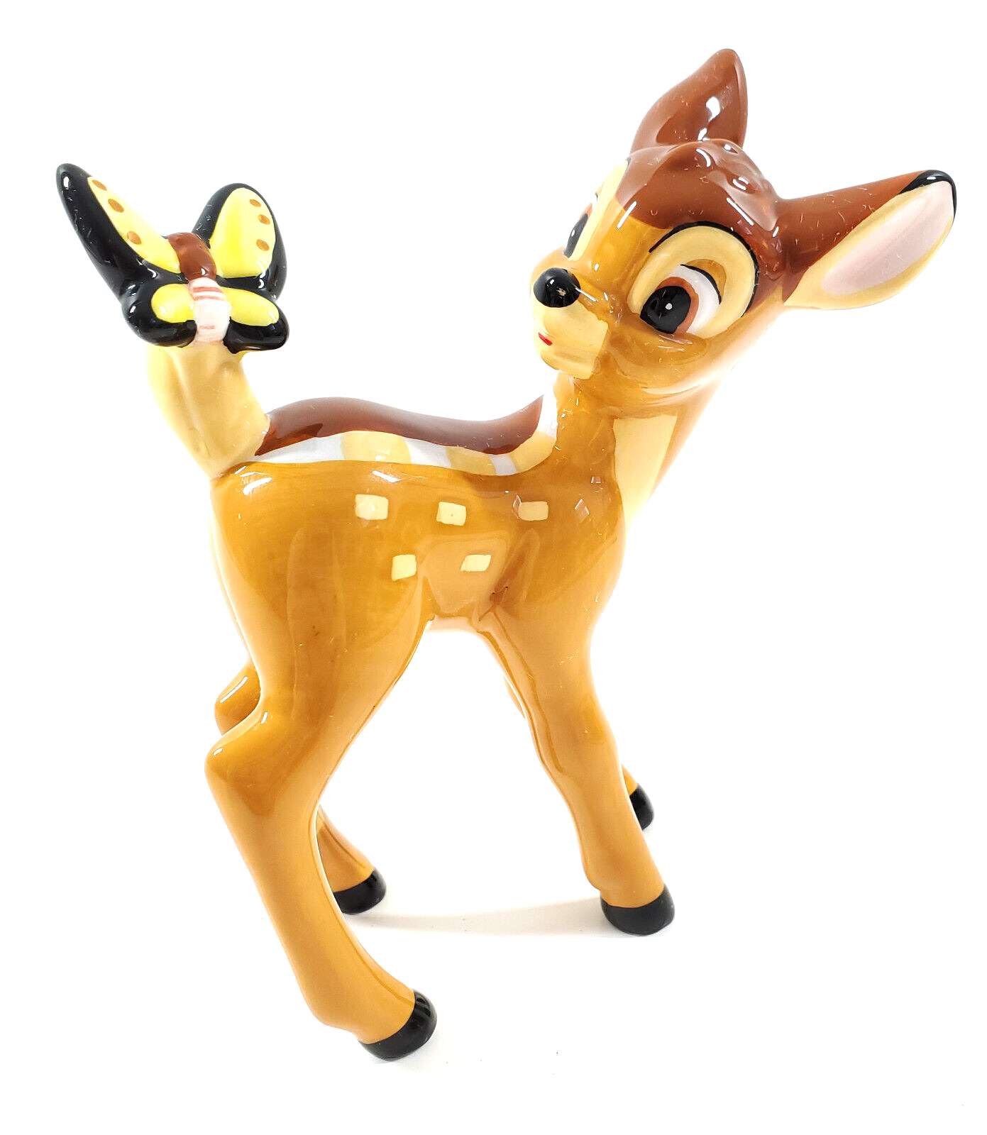 Vintage Walt Disney Bambi Ceramic Figurine with Butterfly on Tail