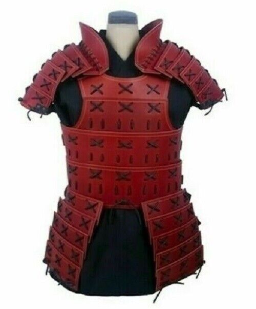 Details about  Medieval Leather Samurai Armour Red-Black medieval body