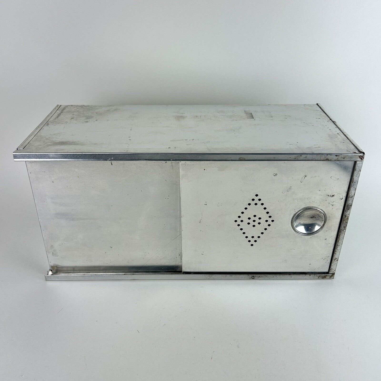 Vintage Hoosier Style Bread Box Tin Metal Cabinet Drawer Insert w/ Sliding Door