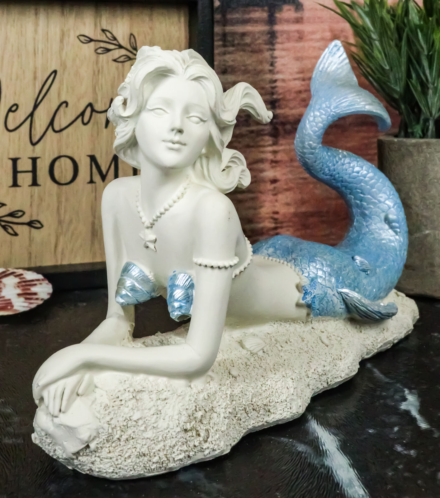 Ebros Ocean Goddess Celeste Blue Tailed Mermaid Statue 8\