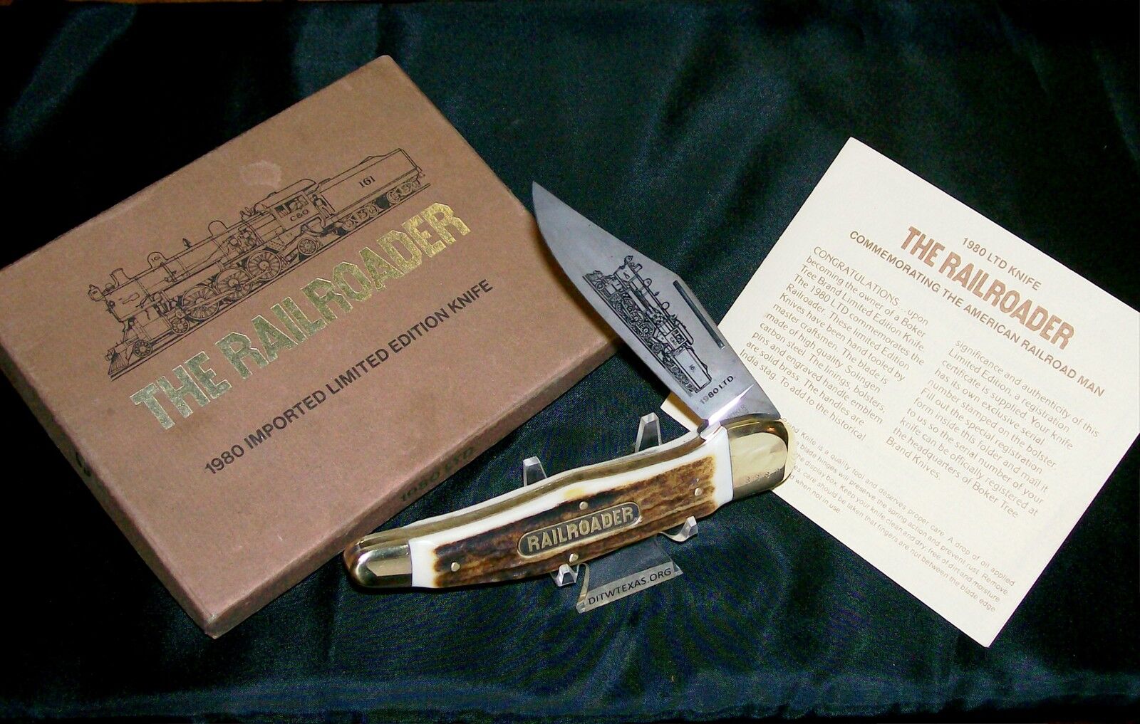 Boker Railroader Knife German Stag Folding Bowie 1980 Commemorative W/Packaging