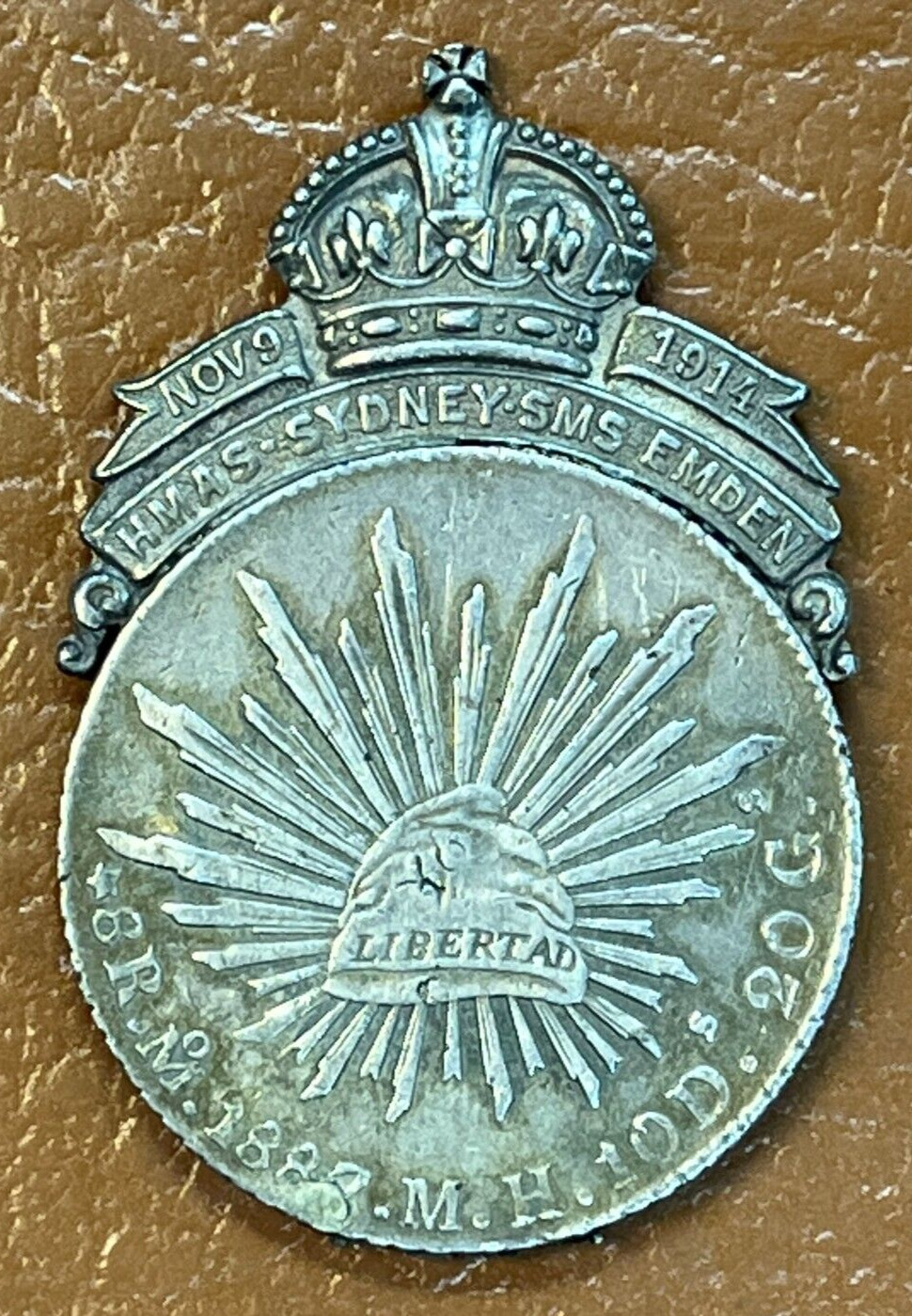 SMS Emden HMAS Sydney Battle of Cocos Silver Medal, Recovered from Wreck *RARE*