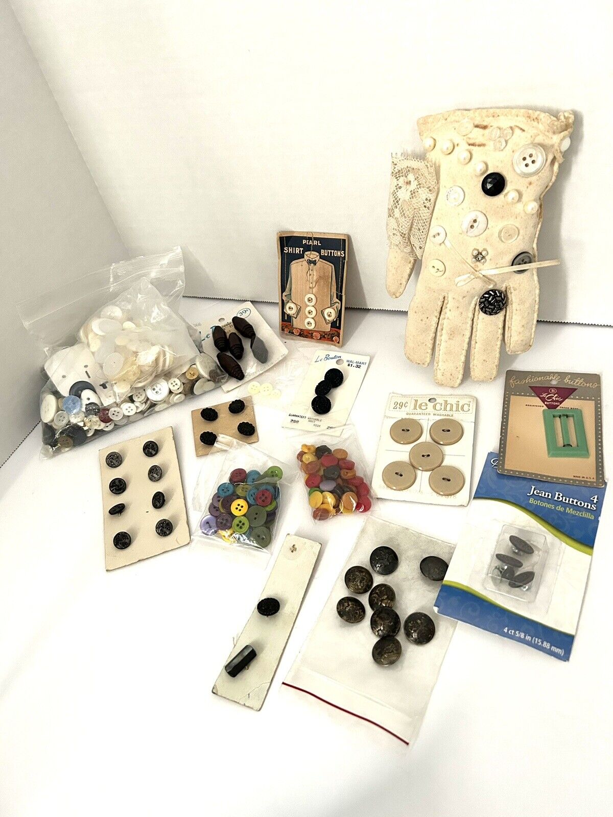 Mixed Lot Antique & VTG Buttons Assorted Types & Styles +VTG  adorned glove