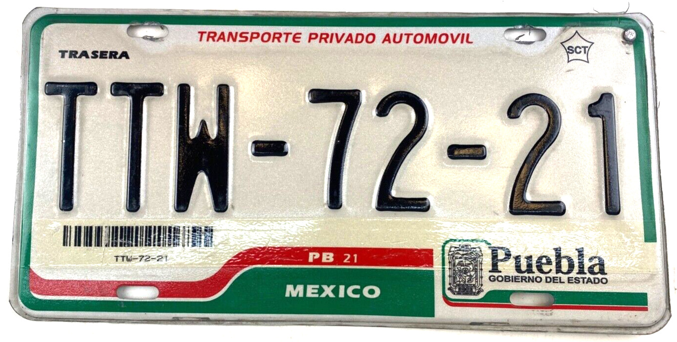 Vintage 2006-09 Puebla Mexico Car License Plate Garage Pub Wall Decor Collector