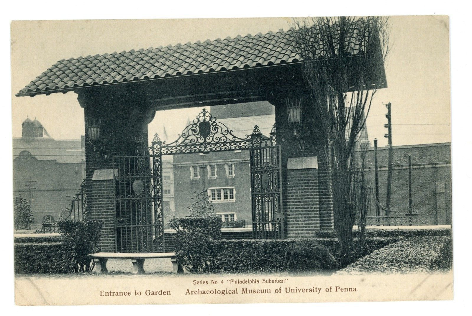 Archaeological Museum of University of Pennsylvania Entrance to Garden Postcard