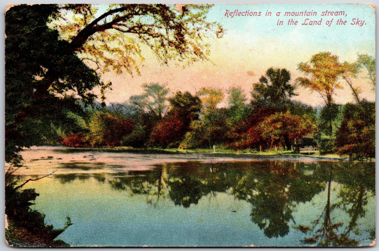 1909 Reflection Mountain Stream Swannannoa River North Carolina Posted Postcard